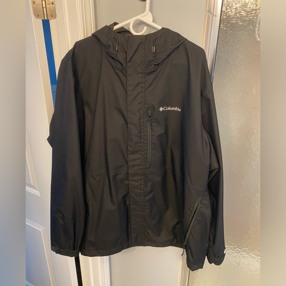 Columbia XXL Black Rain Jacket with Hood